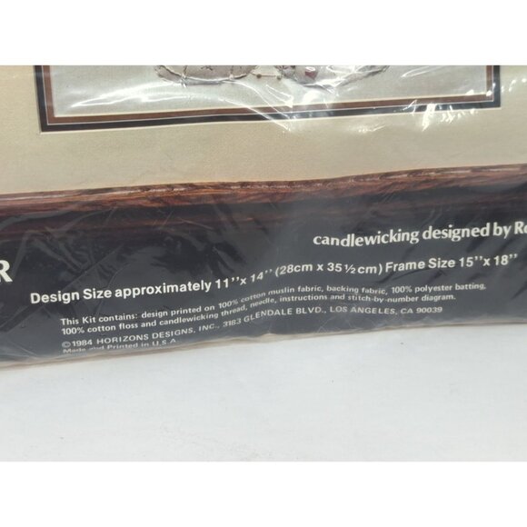 Vintage 1984 Monarch Horizons Candlewicking Kit P.J. Bear 11"x14" Cotton Muslin - Picture 3 of 4